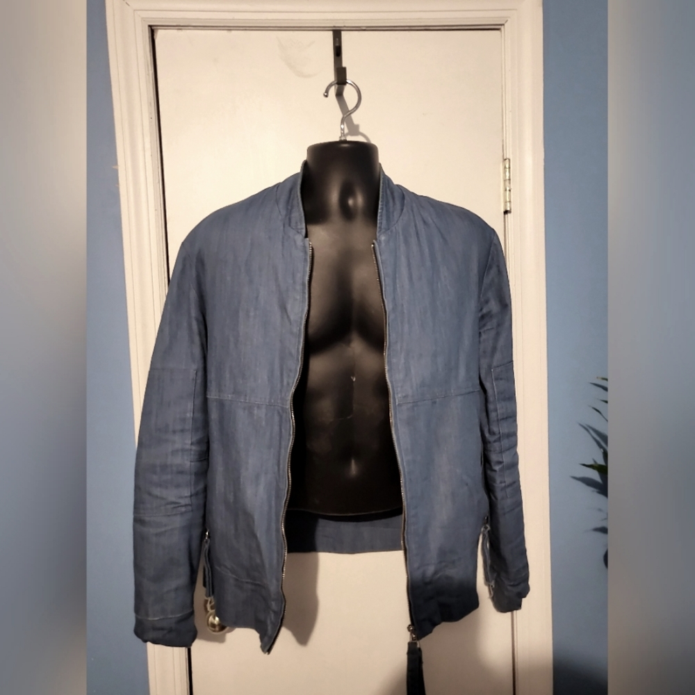 Blood Brothers Small Blue Denim Bomber Jacket S